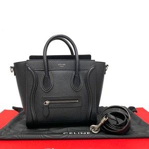 Celine Luggage Nano Leather 2way Bag Mini Handbag Black